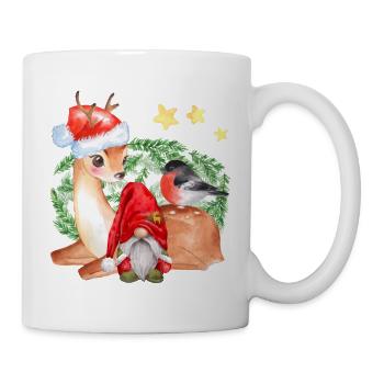 Wichtel Nils mit Rentier Freya - Tasse - Weiß - Rechts