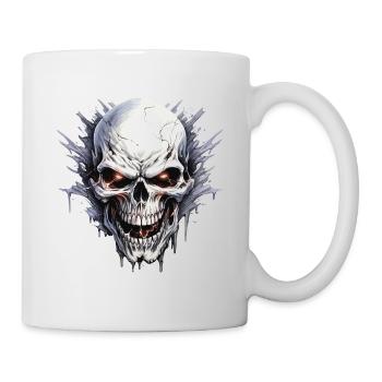 Totenkopf Totenschädel Skelett Motorrad Biker Gang - Tasse - Weiß - Rechts