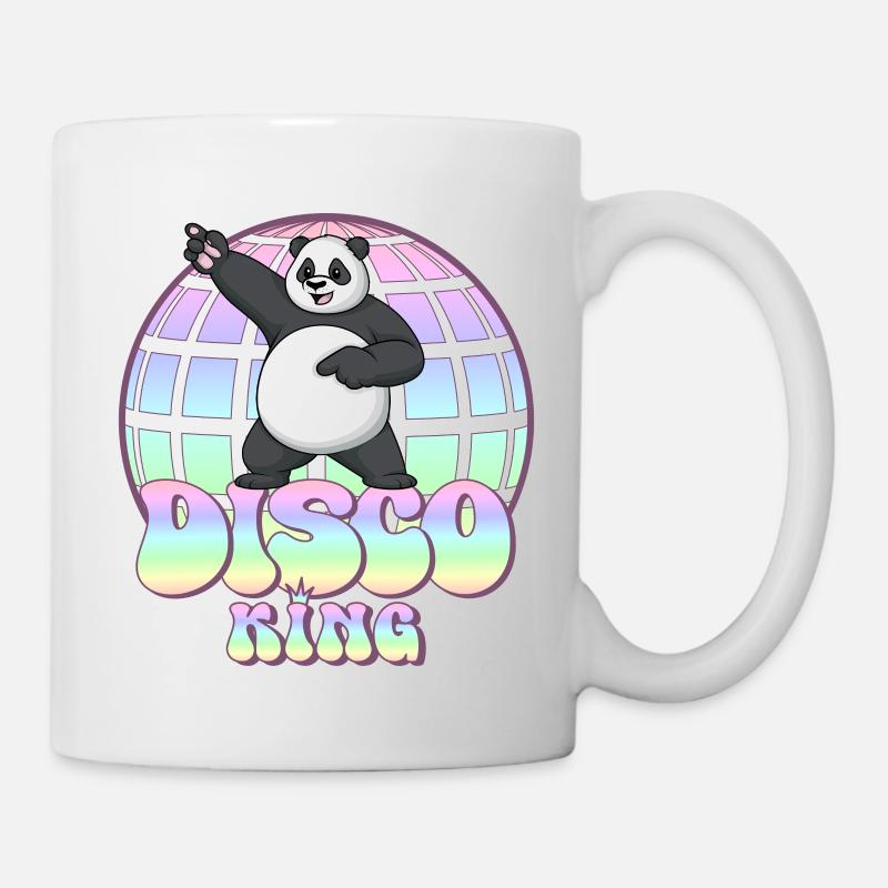 Discoking Panda 70er Jahre Discokugel Disco King - Tasse - Weiß