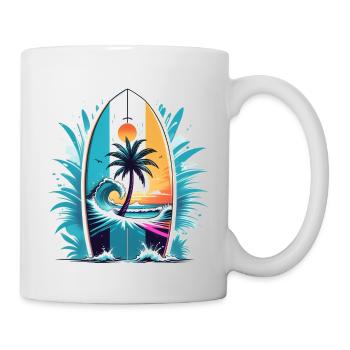 surf plage palmier soleil vacances - Mug blanc - blanc - Droite
