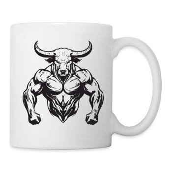 Bulle Stier Muskeln Workout Gym - Tasse - Weiß - Rechts