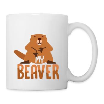Posez-moi des questions sur mon rongeur castor - Mug blanc - blanc - Droite