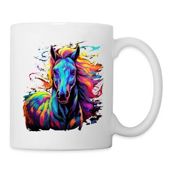 Pferd T-Shirt Pferde Reiten Dressur Haflinger - Tasse - Weiß - Rechts