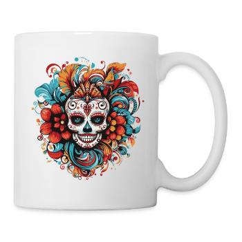 Carnaval Party Masque Tête De Fleur Crâne Squelette - Mug blanc - blanc - Droite
