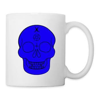 Blue skull with occult symbols - Mug - white - Right