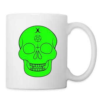 Green skull with occult symbols - Mug - white - Right