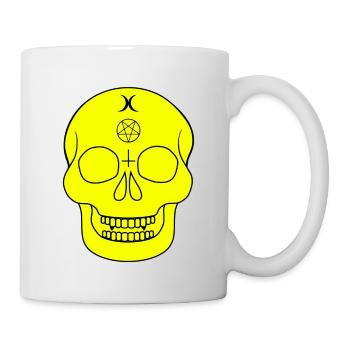 Yellow skull with occult symbols - Mug - white - Right