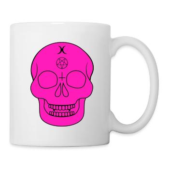 Pink skull with occult symbols - Mug - white - Right