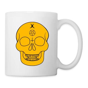 Orange skull with occult symbols - Mug - white - Right