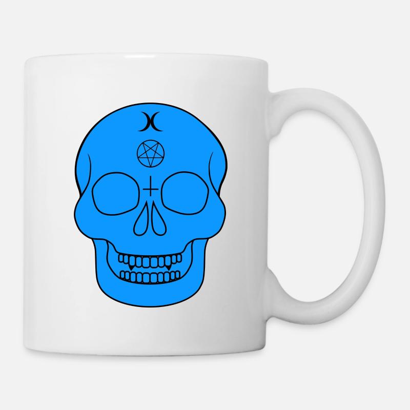 Crâne bleu avec des symboles occultes - Mug blanc - blanc