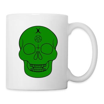 Green skull with occult symbols - Mug - white - Right