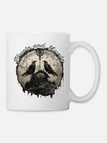 Hugin & Munin Raben Odins Wikinger Design - Tasse - Weiß