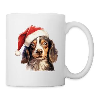 Chien Noël Père Noël chapeau joyeux dogmes laide - Mug blanc - blanc - Droite