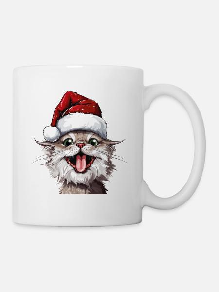 Katze Weihnachten Verrückte Weihnachtskatze Catmas - Tasse - Weiß