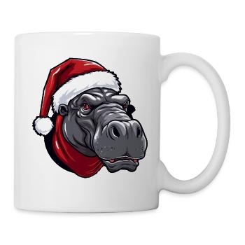 Nilpferd Kopf Weihnachten Portät - Tasse - Weiß - Rechts