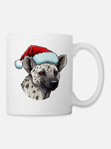 Hyäne Weihnachten Tier Kopf - Tasse - Weiß