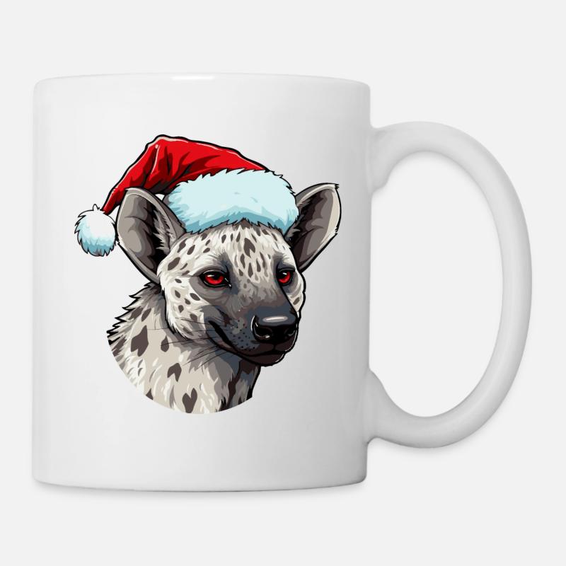 Hyäne Weihnachten Tier Kopf - Tasse - Weiß
