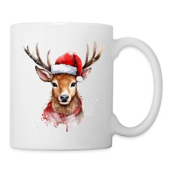 Deer with Santa hat Ideal for Christmas - Mug - white - Right