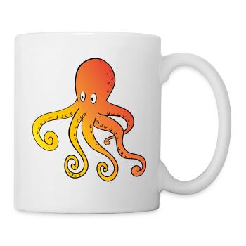 Krake Kindermotiv lustiger Oktopus - Tasse - Weiß - Rechts
