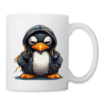 Lässiger Pinguin Hoodie - Tasse - Weiß - Rechts