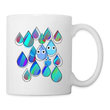 Pluie, Gouttes, Gouttes De Pluie, Coloré, Famille - Mug blanc - blanc - Droite