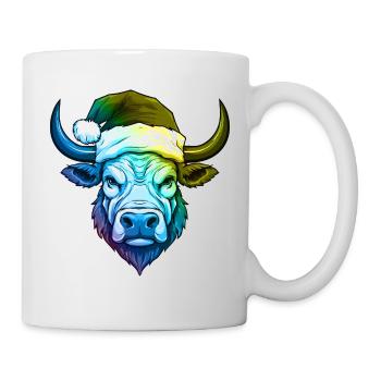 Bull Head Christmas Portrait Colorful - Mug - white - Right