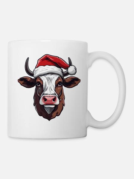 Vache Noël Animal Portrait Noël - Mug blanc - blanc