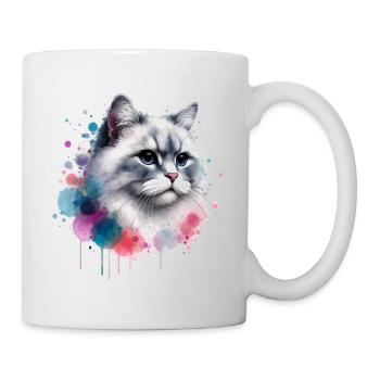 Aquarell Katzenkopf - Tasse - Weiß - Rechts