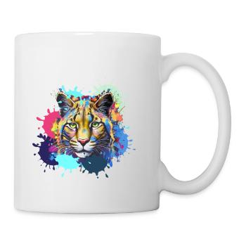 Wildcat, Lynx, Coloré, Peinture, Graffiti - Mug blanc - blanc - Droite