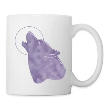 "Wolf", Boho Line Art Design, Serie „Woods“ - Tasse - Weiß - Rechts