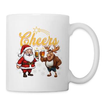 Weihnachten Bier Weihnachtsmann Rentier Prost - Tasse - Weiß - Rechts