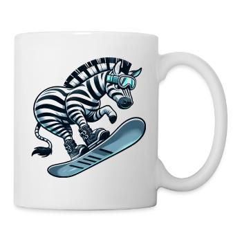 Zebra Snowboard Snowboarder Snowboard Mignon Bande Dessinée - Mug blanc - blanc - Droite