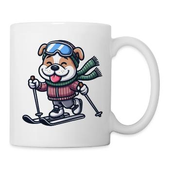 Bulldog Terrier Ski Skieur Chien - Mug blanc - blanc - Droite