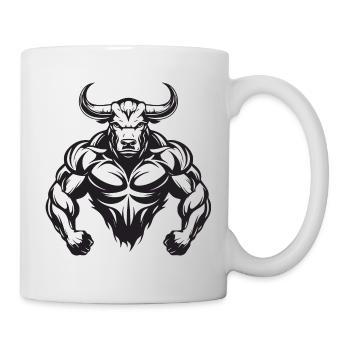 Bulle Stier Taurus Muskeln Workout Gym - Tasse - Weiß - Rechts