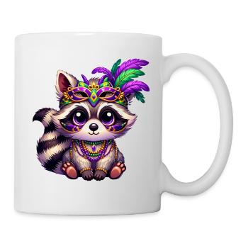 Mardi Gras ours raton laveur main ours mignon bande dessinée - Mug blanc - blanc - Droite
