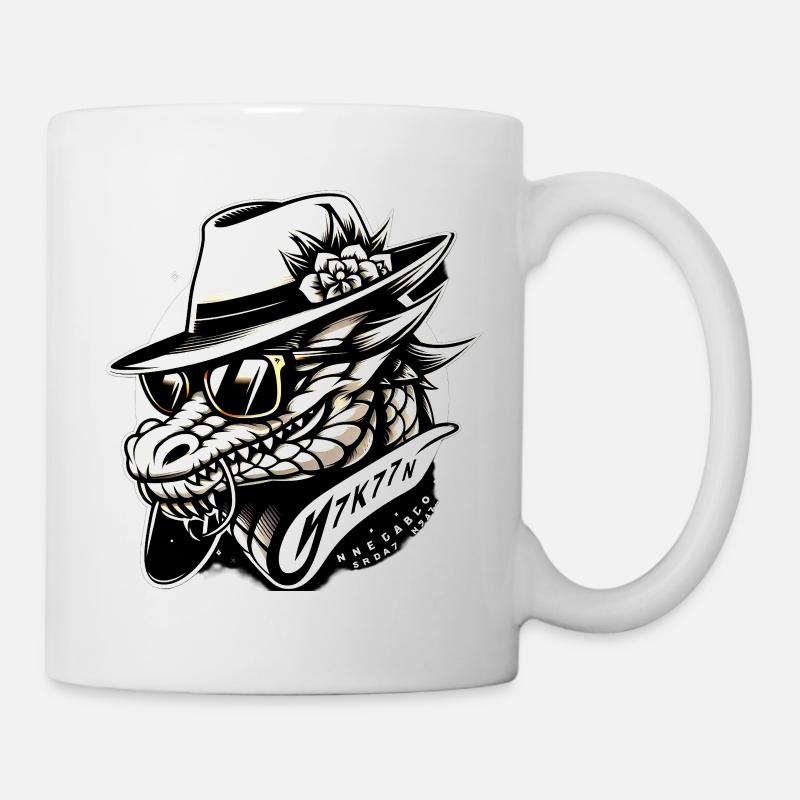 Vintage Crocodile with Fedora and Shades - Mug - white