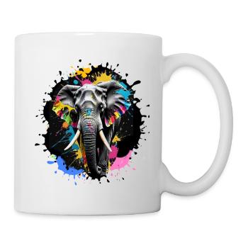 Éléphant, graffiti, peinture, coloré, aquarelle - Mug blanc - blanc - Droite