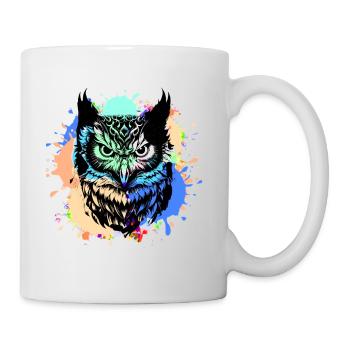 eule,graffiti,malerei,bunt, Aquarell - Tasse - Weiß - Rechts