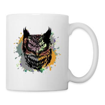 eule,graffiti,malerei,bunt, Aquarell - Tasse - Weiß - Rechts