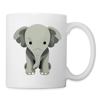 Handgezeichneter Elefantenwelpe auf Baumwolle - Tasse - Weiß - Rechts