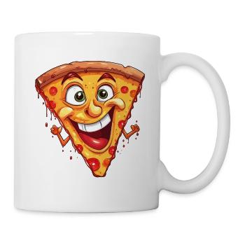 Pizza Pizza Slice Face Laughs Pizzeria Funny - Mug - white - Right