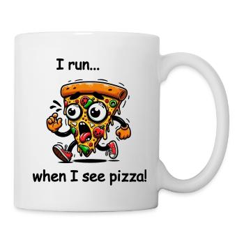 I run when I see Pizza - Tasse - Weiß - Rechts