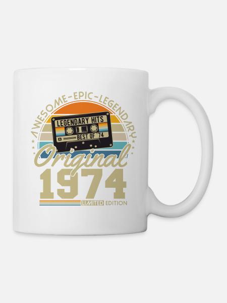 Original 1974 Jahrgang Vintage Geburtstag Retro - Tasse - Weiß