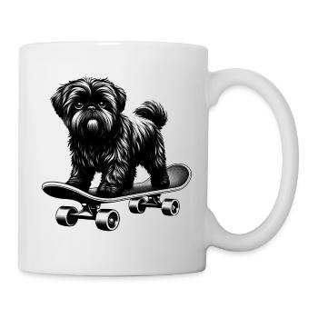 Schwarz-Weiß Pudel Skateboarder - Tasse - Weiß - Rechts