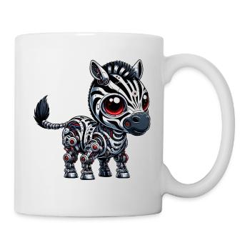 Cyborg Zebra: Roboter mit Roten Augen - Tasse - Weiß - Rechts