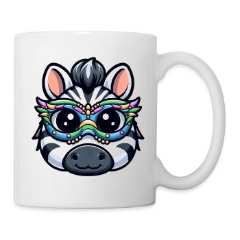 Mardi Gras Zebra: Maskenpracht und Perlen - Tasse - Weiß - Rechts