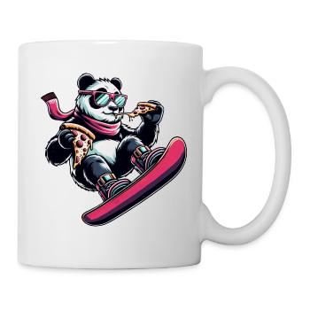 Pink Panda Snowboarder: Pizza-Abenteuer - Tasse - Weiß - Rechts