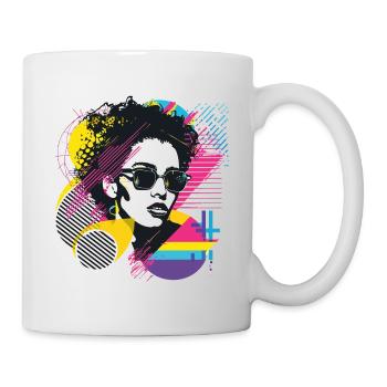 Frau Sonnenbrille Kunst Mode Modern Trend Bunt - Tasse - Weiß - Rechts