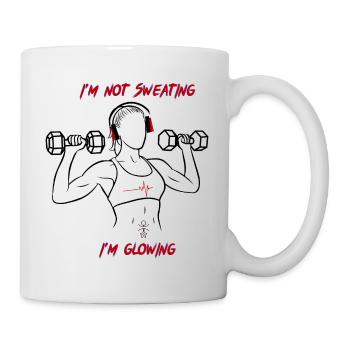 Glänzendes Fitness Girl mit Hanteln - Tasse - Weiß - Rechts