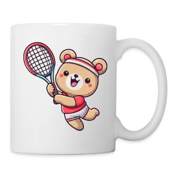 Bär als Tennisspieler - Aufschlag und - Tasse - Weiß - Rechts